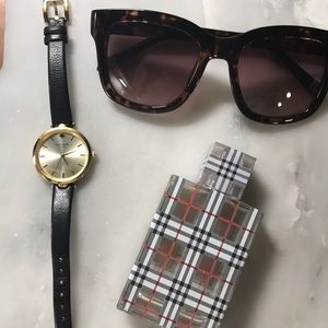 Kate Spade Black Leather Gold Watch